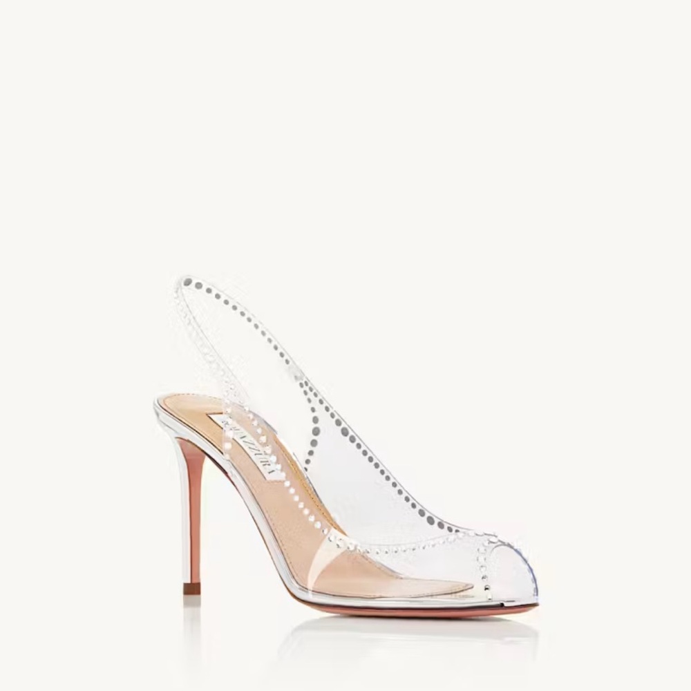 AQUAZZURA
Ray Of Light Plexi Crystal-Embellished Slingback Sandals